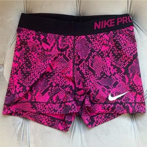Nike Pro- Pink Snakeskin Print Spandex W/ White Nike Logo SIZE S
